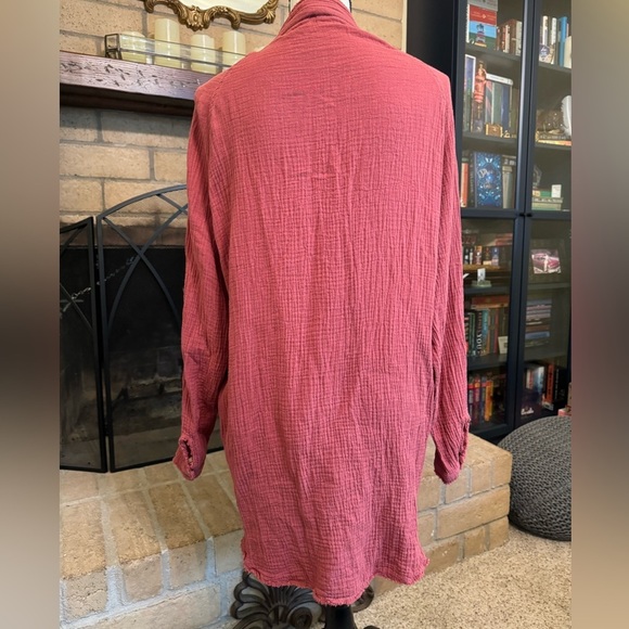 Flawless Brand 100% Cotton Long Sleeve Shirt Dress Dusty Rose Pink - Picture 6 of 13